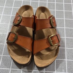 Like New Brown Leather Sandals with Buckles